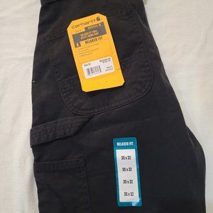 Carhartt Men's Relaxed Fit Washed Twill Dungaree Pant, Black, 30W X 32L